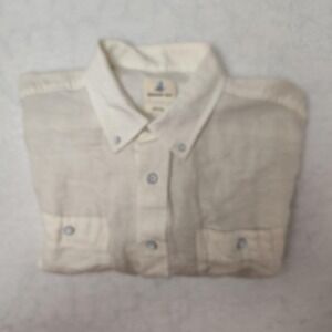 Johnnie-O Hangin Out Shirt Mens Medium White Linen Lyocell Long Sleeve Button